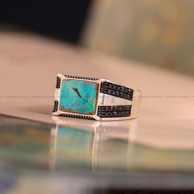 انگشتر فیروزه شجری مردانه کد 3107
