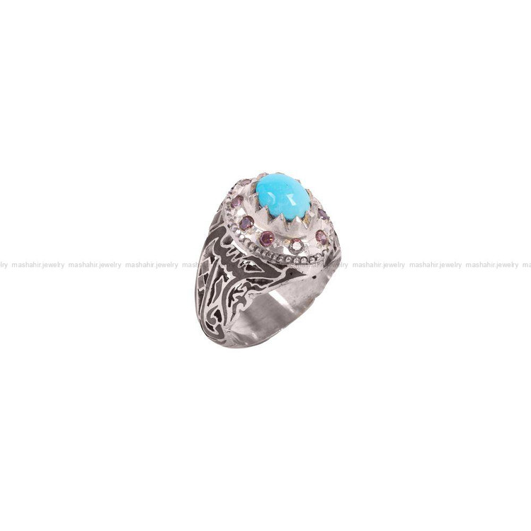 انگشتر فیروزه عجمی مردانه کد 10248