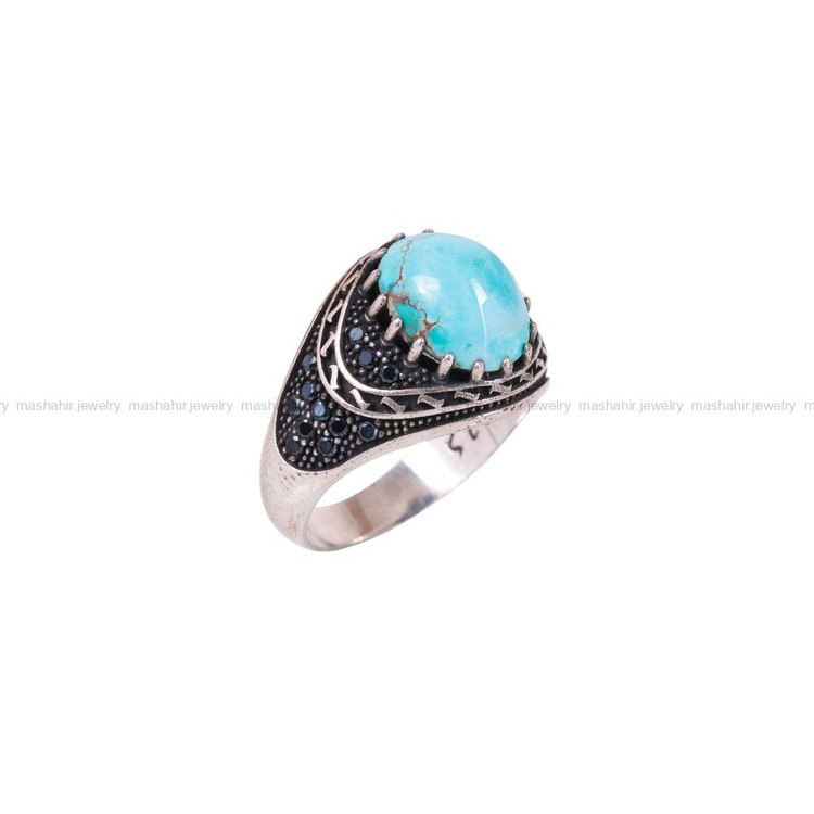 انگشتر فیروزه شجری مردانه کد 3126