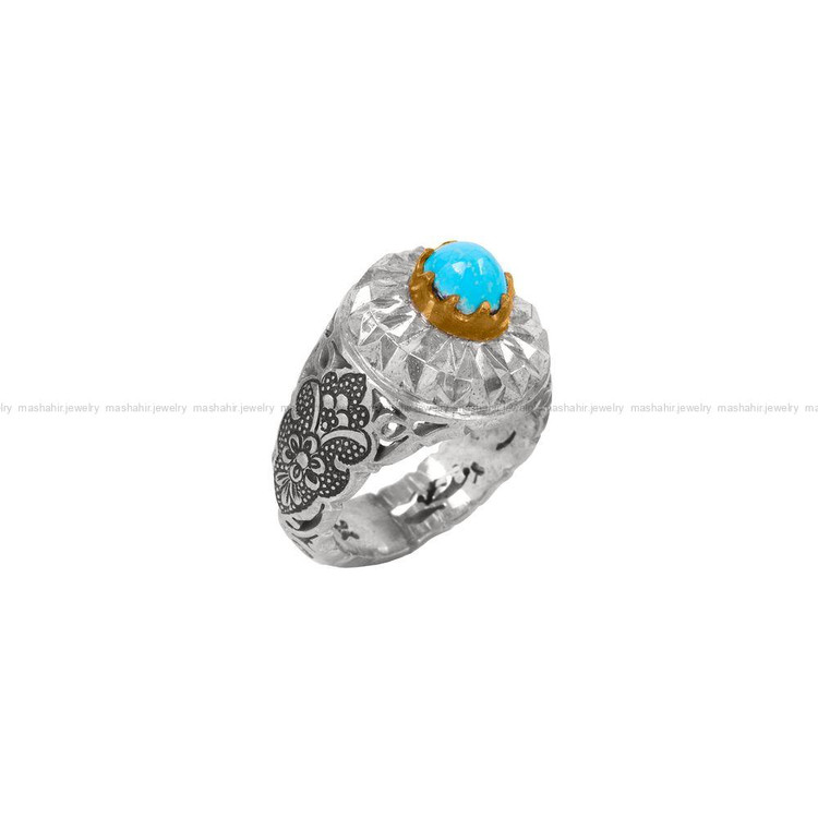 انگشتر فیروزه عجمی مردانه کد 10294