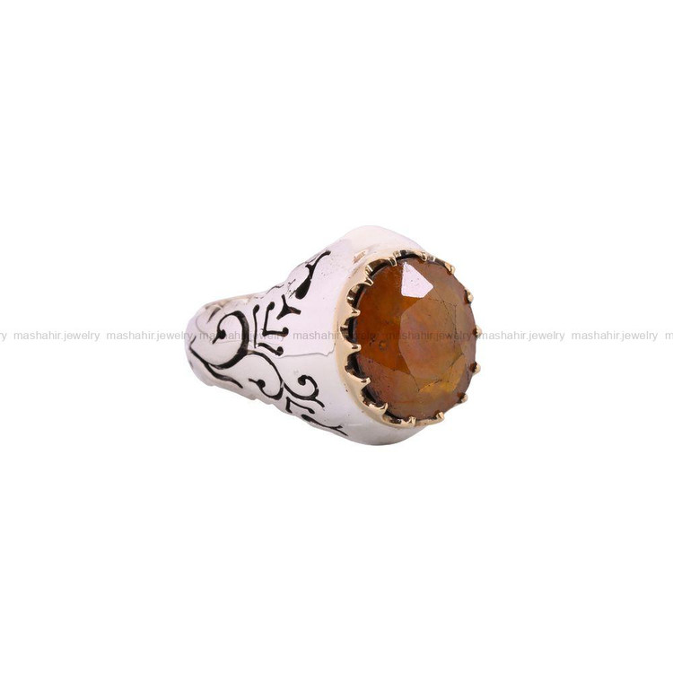 انگشتر یاقوت زرد مردانه کد 3635