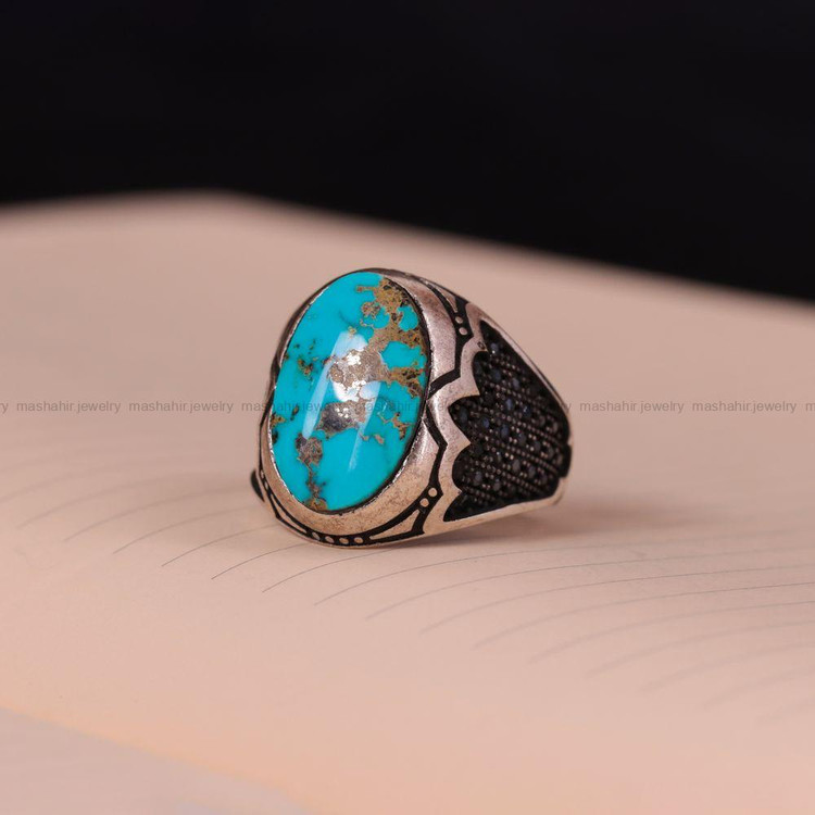 انگشتر فیروزه شجری مردانه کد 3146