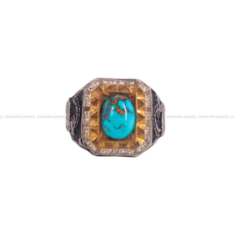 انگشتر فیروزه شجری مردانه کد 3158