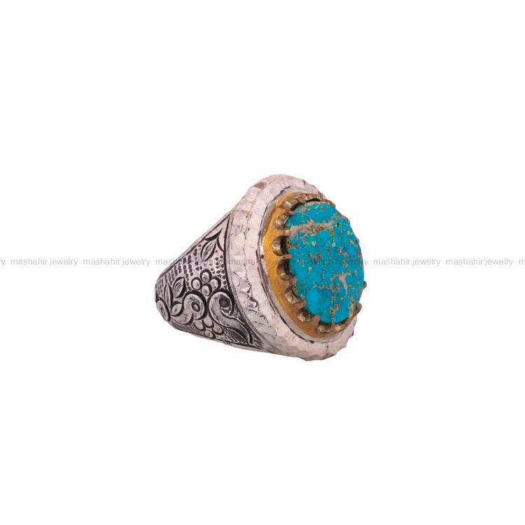 انگشتر فیروزه شجری مردانه کد 3165