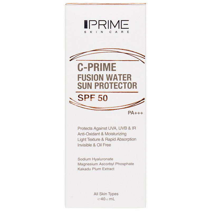 فلوئید ضدآفتاب بیرنگ پرایم SPF50 مدل C-Prime Fusion Water مناسب انواع پوست، حجم 40 میلیلیتر