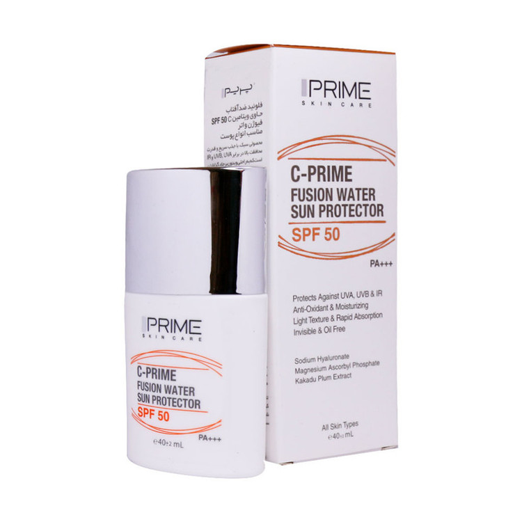 فلوئید ضدآفتاب بیرنگ پرایم SPF50 مدل C-Prime Fusion Water مناسب انواع پوست، حجم 40 میلیلیتر