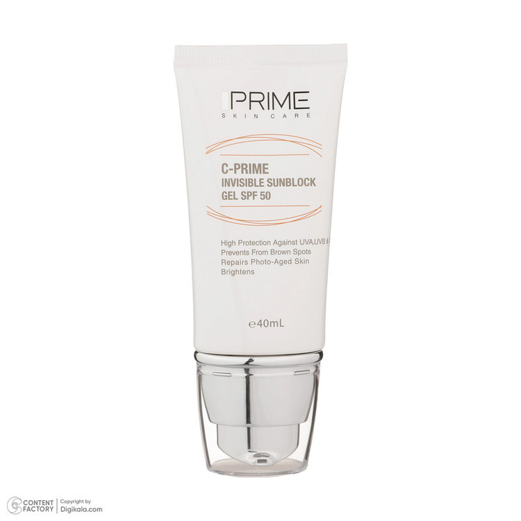 ژل ضدآفتاب بیرنگ پرایم SPF50 مدل C-Prime مناسب برای انواع پوست، حجم 40 میلیلیتر