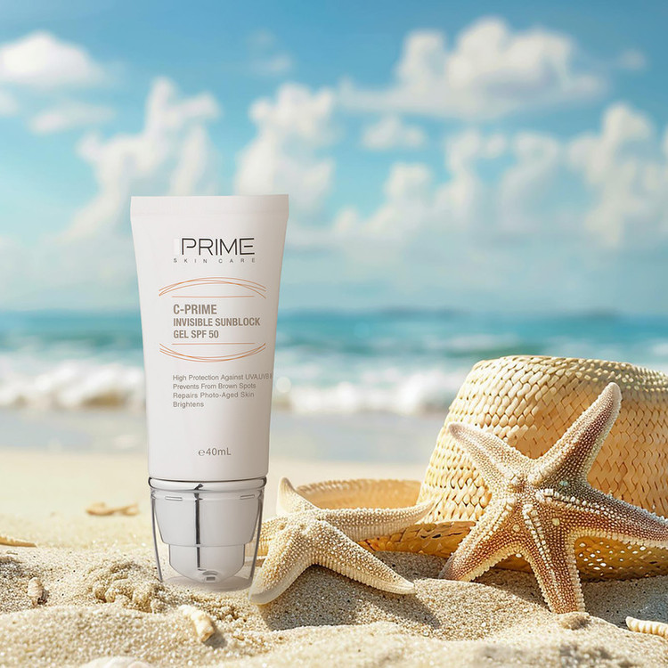 ژل ضدآفتاب بیرنگ پرایم SPF50 مدل C-Prime مناسب برای انواع پوست، حجم 40 میلیلیتر