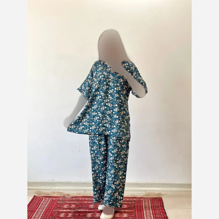 ست شومیز شلوار گلدار جنس نخ خارجی (2)