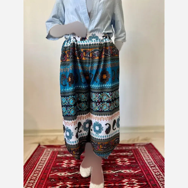 شلوار نخ طرح اندونزی خنک تابستانه فری سایز (2)