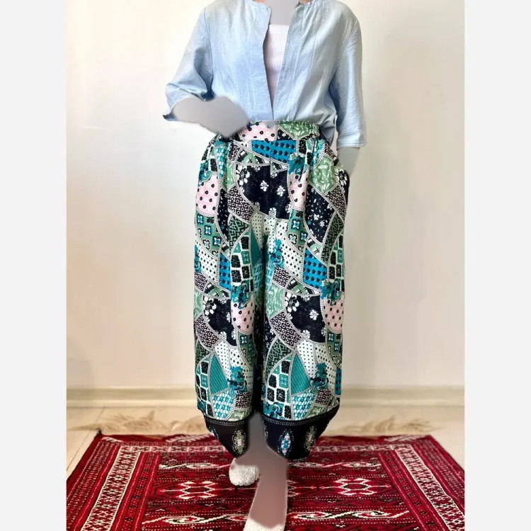 شلوار نخ طرح اندونزی خنک تابستانه فری سایز (2)