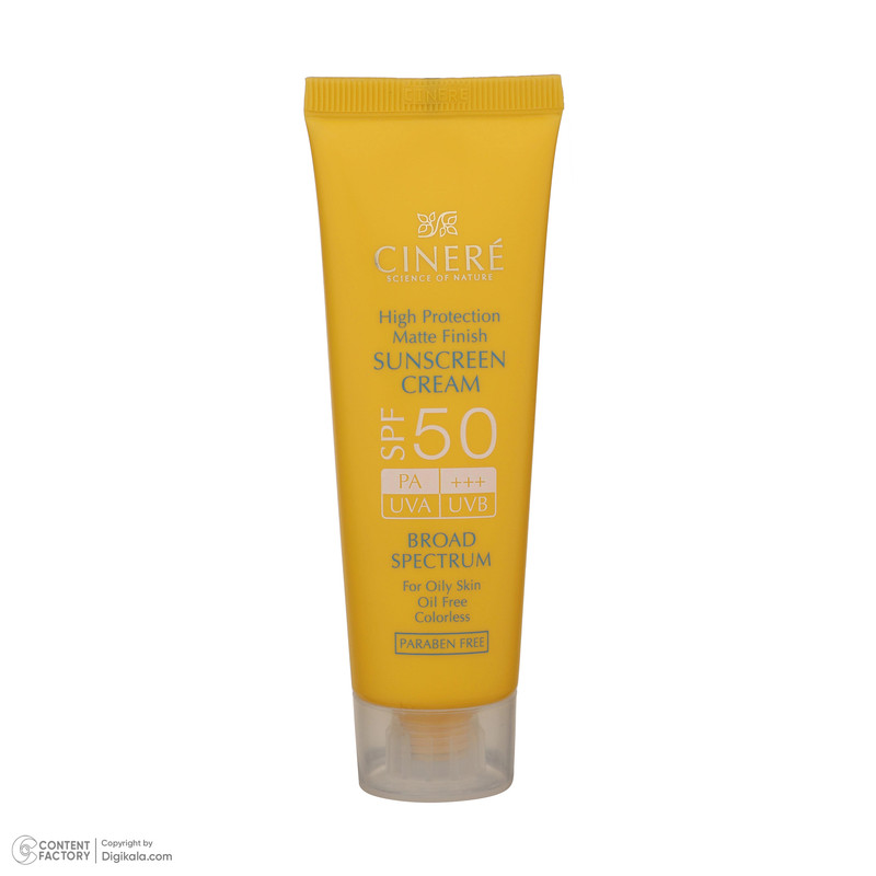 کرم ضدآفتاب بیرنگ سینره مدل SPF50 مناسب پوست چرب، حجم 50 میلیلیتر