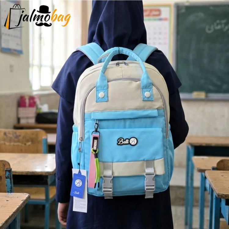 کوله پشتی مدرسه رنگی ضد آب مناسب دبستان و راهنمایی ارتفاع 40 سانتیمتر