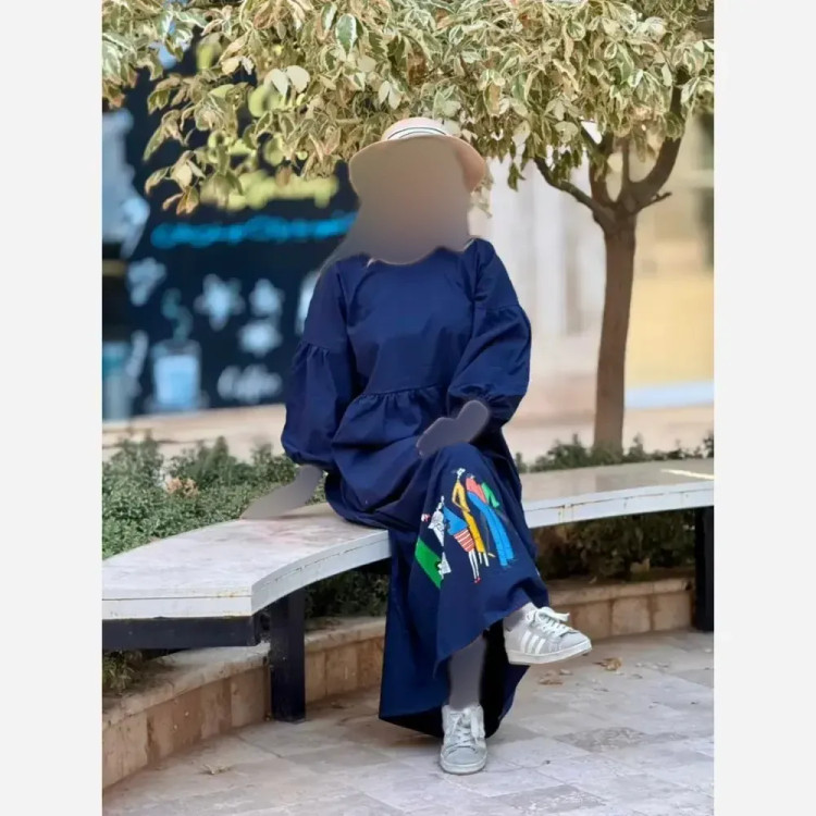 پیراهن لینن زنانه طرح سرخپوستی فری سایز قد 135 (2)