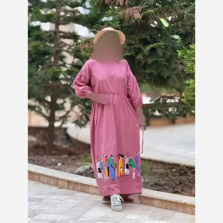پیراهن لینن زنانه طرح سرخپوستی فری سایز قد 135 (2)