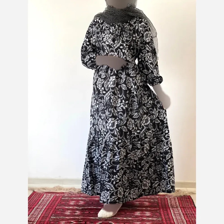 پیراهن ساحلی زنانه جنس فلور بوگاتی فری سایز قد 135 (2)