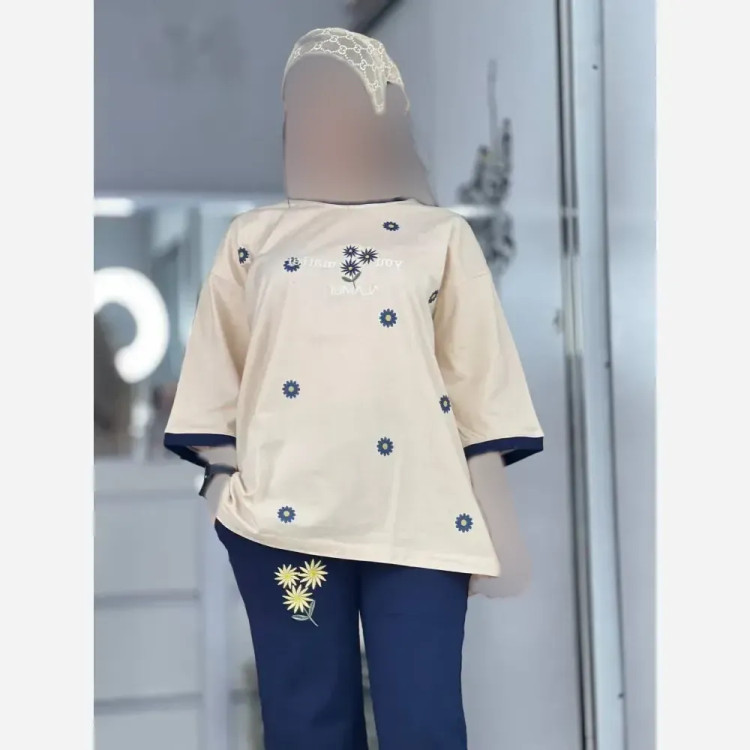 تیشرت شلوار مدل ترلان جنس پنبه لاکرا فری سایز