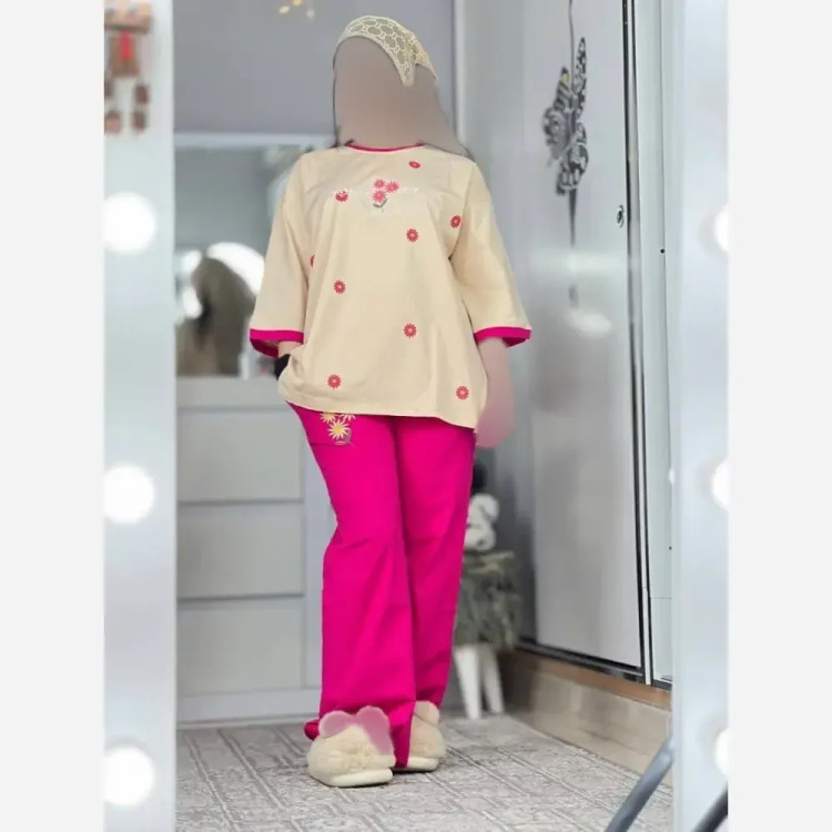 تیشرت شلوار مدل ترلان جنس پنبه لاکرا فری سایز
