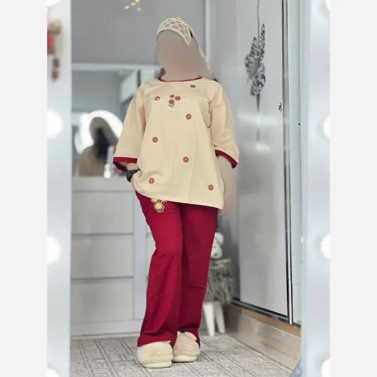 تیشرت شلوار مدل ترلان جنس پنبه لاکرا فری سایز