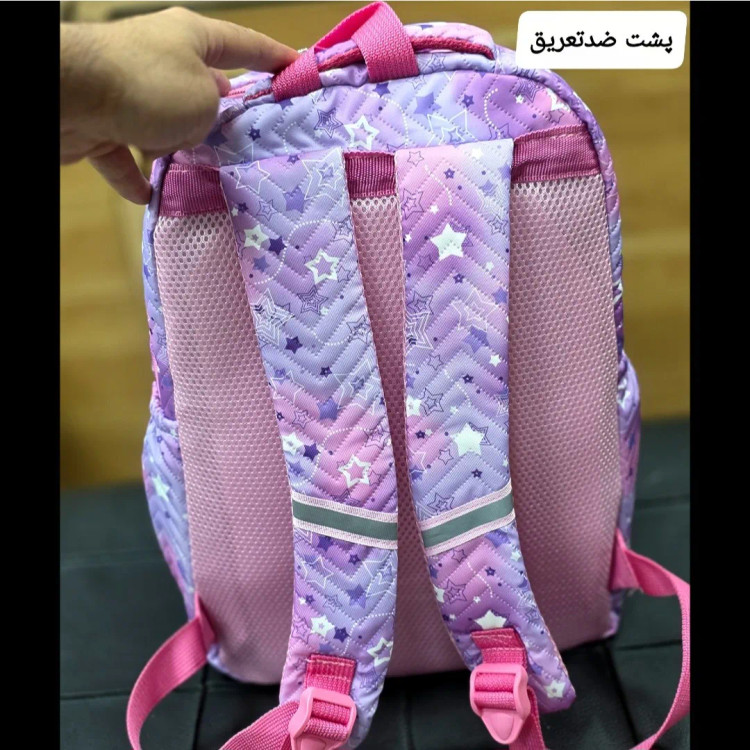 کوله پشتی دخترانه مقطع ابتدایی عکسدار نشکن ضدتعریق جادار 40x27x16 سانتیمتر
