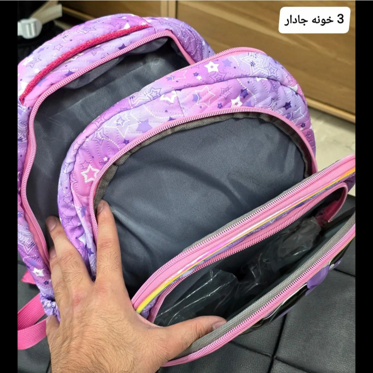 کوله پشتی دخترانه مقطع ابتدایی عکسدار نشکن ضدتعریق جادار 40x27x16 سانتیمتر