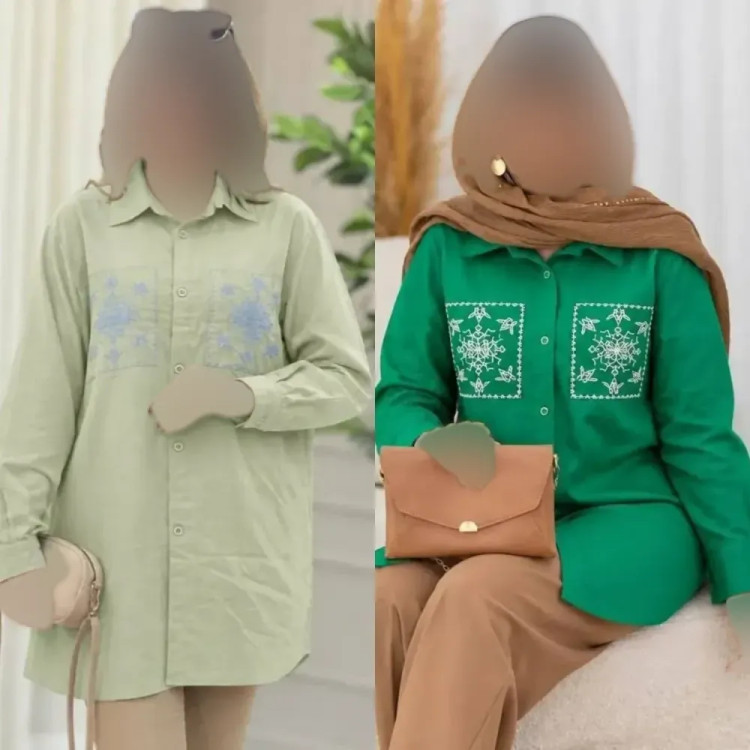 تونیک مانتویی لنین آنزیم شده درجه یک فری سایز سبز روشن و تیره