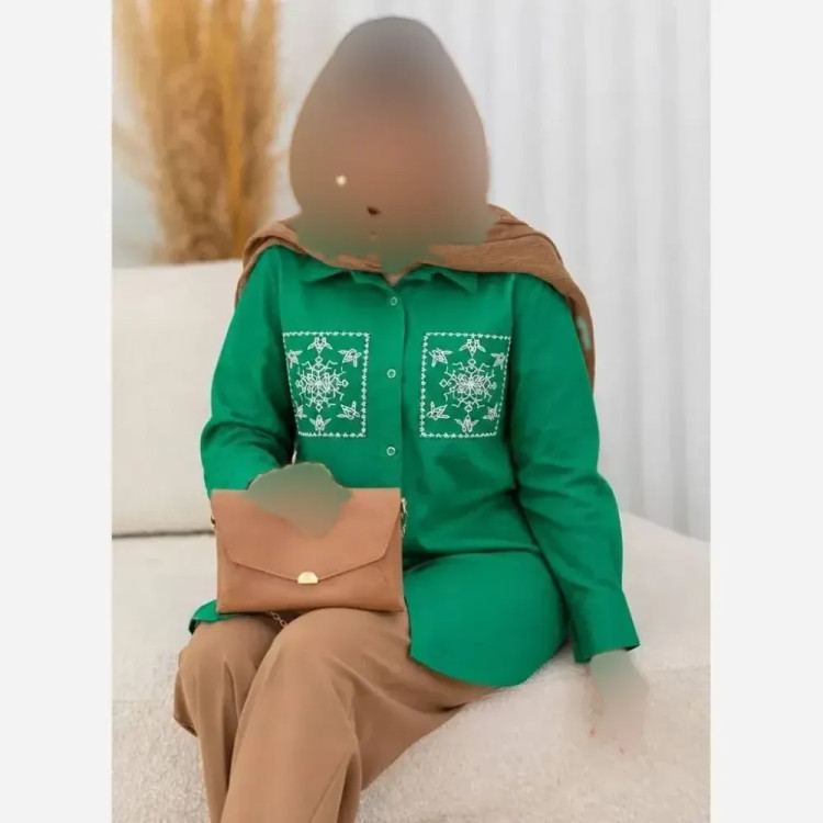 تونیک مانتویی لنین آنزیم شده درجه یک فری سایز سبز روشن و تیره