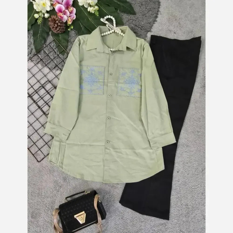 تونیک مانتویی لنین آنزیم شده درجه یک فری سایز سبز روشن و تیره