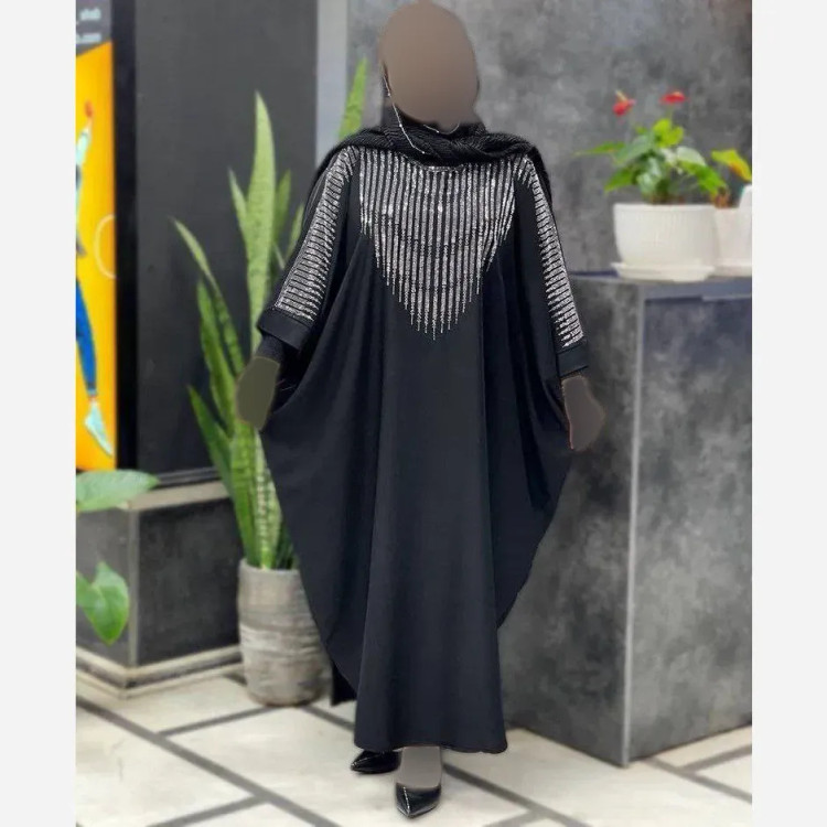 عبا زنانه مدل افروز جنس الیزه رنگ مشکی سایز 38 تا 50