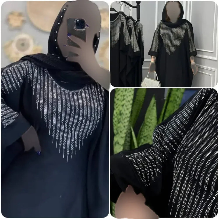 عبا زنانه مدل افروز جنس الیزه رنگ مشکی سایز 38 تا 50