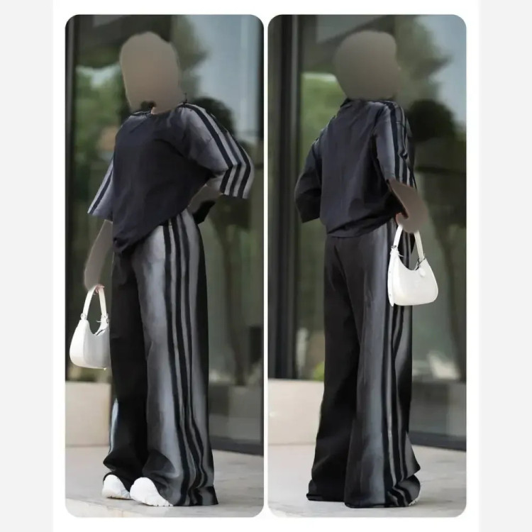 ست تیشرت و شلوار زنانه پنبه گلکسی مشکی فری سایز جاسمین