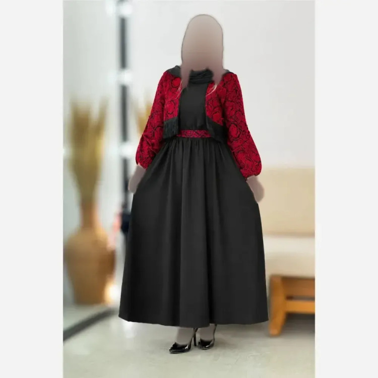 ست کت و سارافون مجلسی مدل شکرانه جنس کت تافته سوزن دوزی و سارافون کرپ اندونزی فری سایز