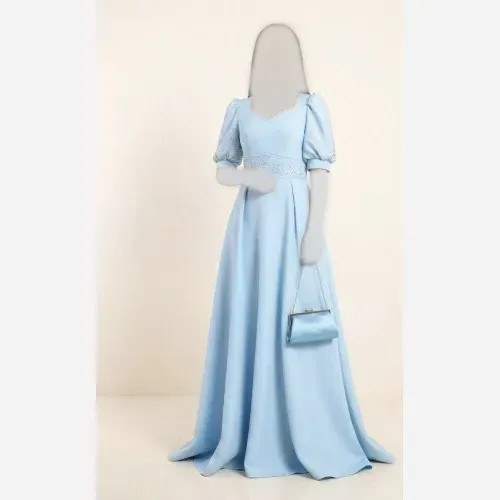 ماکسی زنانه کرپ مازراتی خرج کار نگین دار سایزبندی رنگ مشکی کاهویی آسمانی