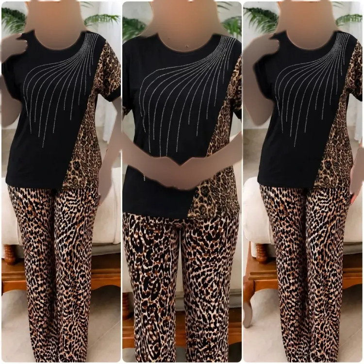 ست بلوز و شلوار زنانه قواره دار ویسکو الیزه فول کش سایز بزرگ (2)