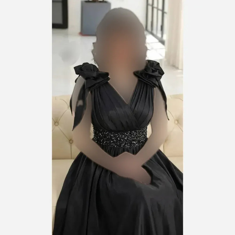 ماکسی مجلسی زنانه لاله ساتن تافته مشکی سایز 36 تا 52