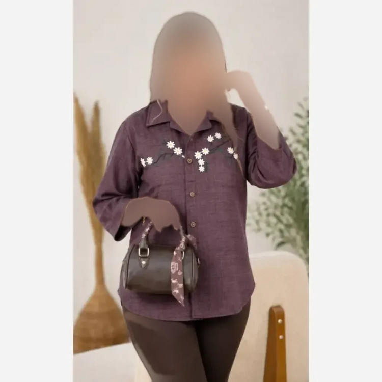 شومیز شانتون شکوفه گلدوزی شده فری سایز