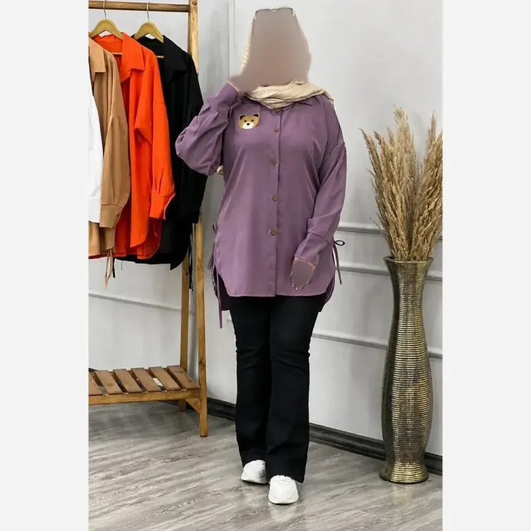 شومیز استیکر خرس جنس داکرون درجه یک فری سایز