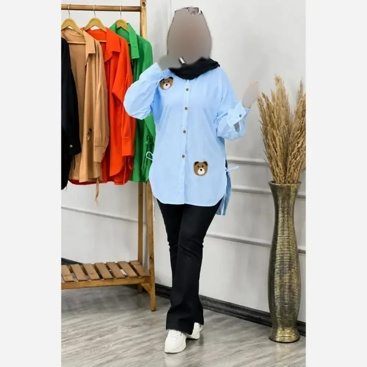 شومیز استیکر خرس جنس داکرون درجه یک فری سایز