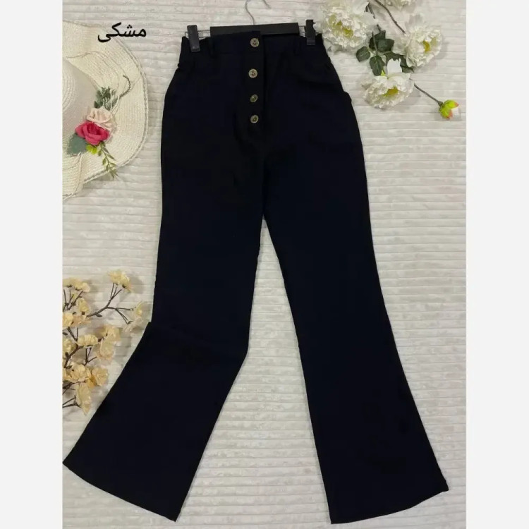 شلوار کتان بنگال زنانه رنگ مشکی قد 100 (2)