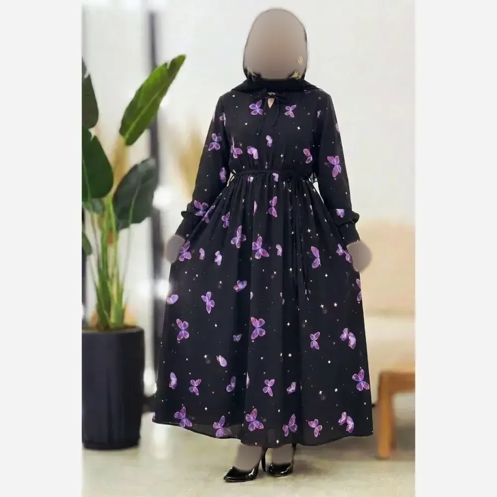 لباس ساحلی زنانه طرح شاپرک جنس بوگاتی فری سایز