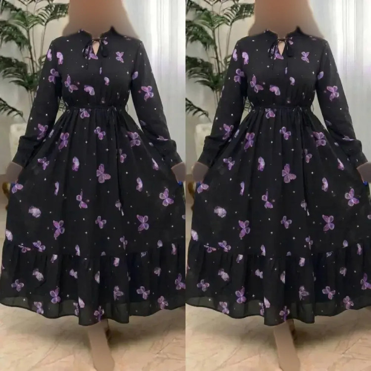 لباس ساحلی زنانه طرح شاپرک جنس بوگاتی فری سایز