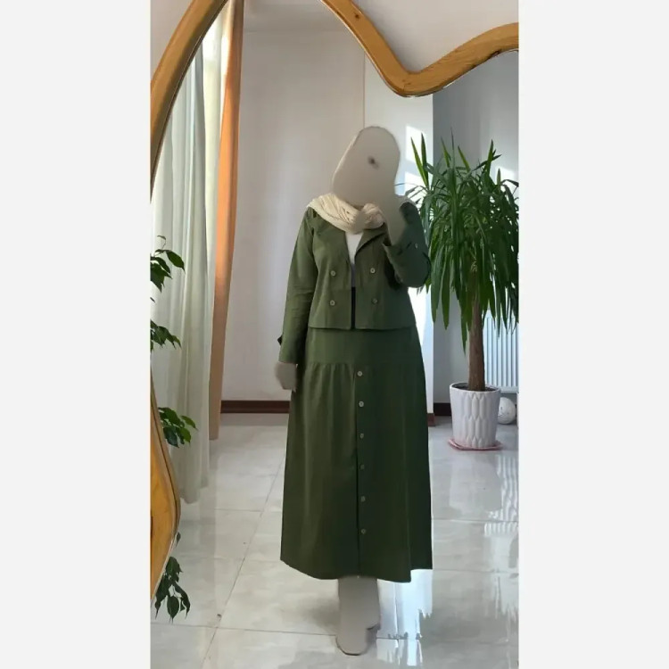 کت دامن جلو دکمه لنین اعلا فری سایز