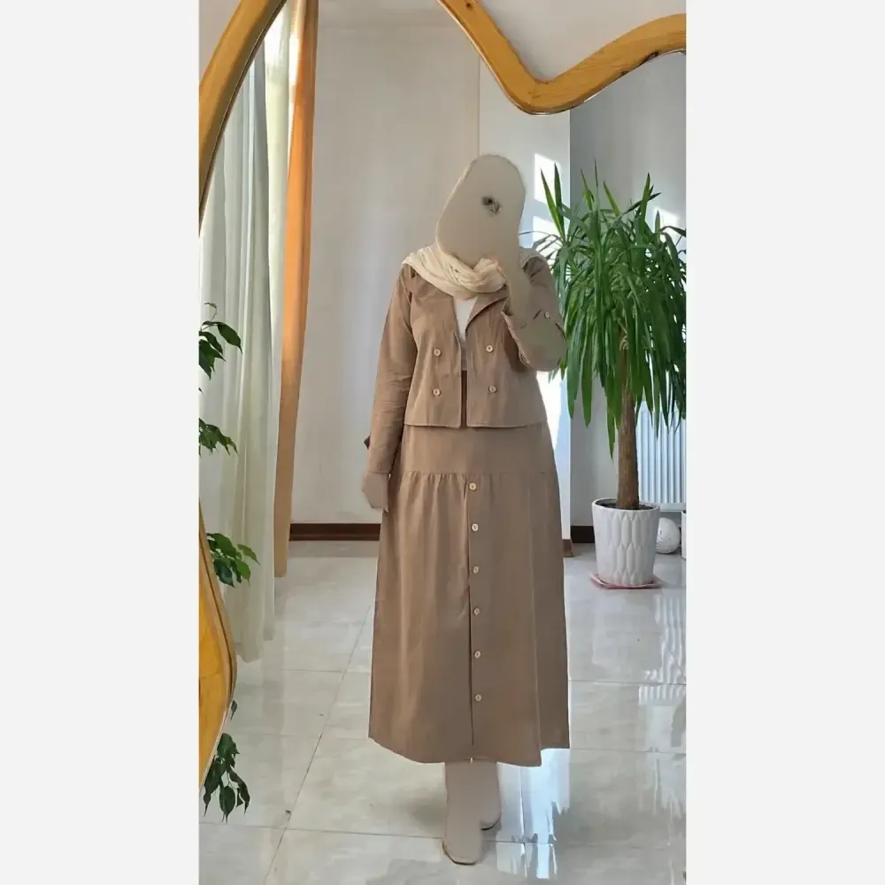 کت دامن جلو دکمه لنین اعلا فری سایز