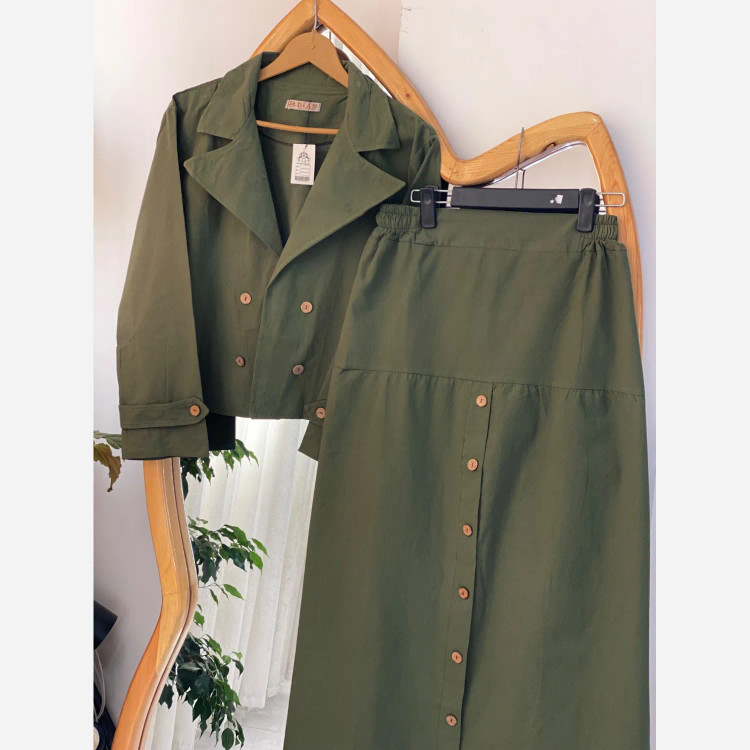 کت دامن جلو دکمه لنین اعلا فری سایز
