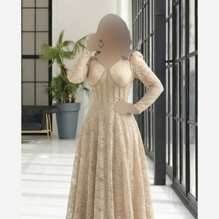 ماکسی مجلسی زنانه مدل سارای دانتل سنگدوزی شده سایز 38 تا 48