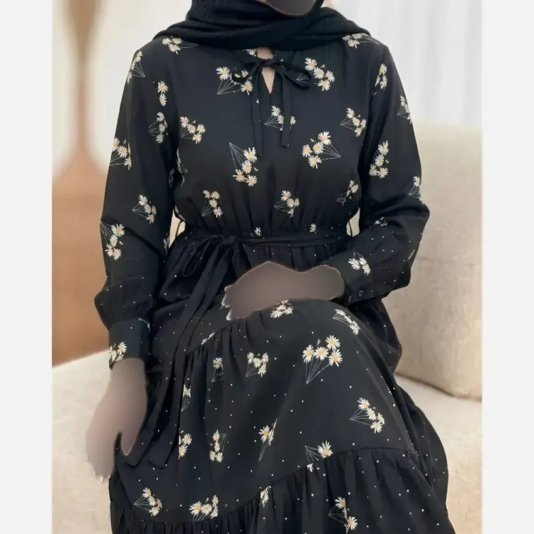 پیراهن زنانه باراکا جنس بوگاتی رنگ مشکی سایز فری سایز 38 تا 46
