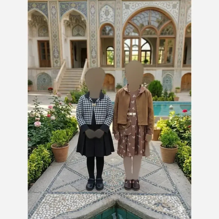 کت و سارافون دخترانه سه تیکه با کیف جنس کرپ مازراتی درجه یک