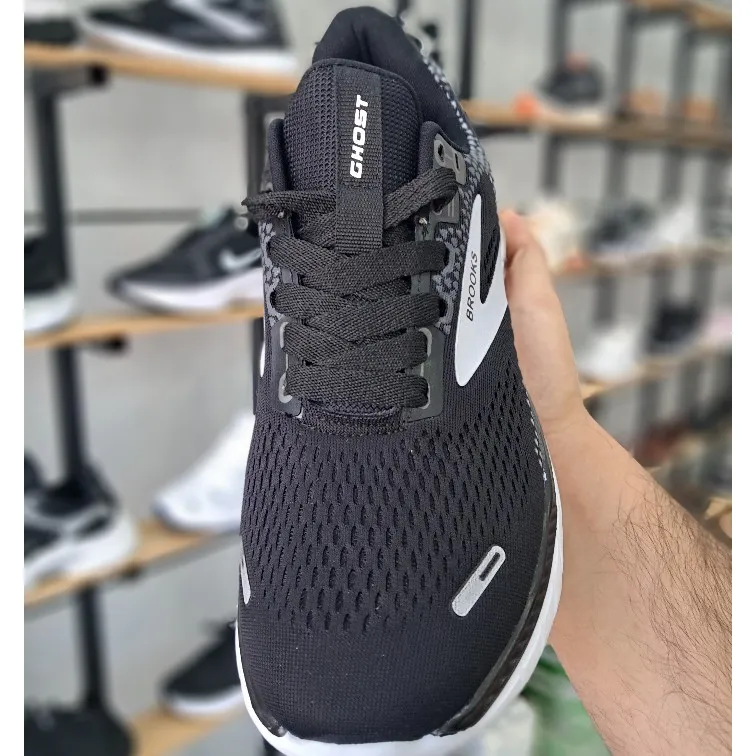 کفش اسپرت مردانه بروکس مشکی رویه تنفسی و چرم صنعتی زیره PU مموری فوم سایز 41 و 42