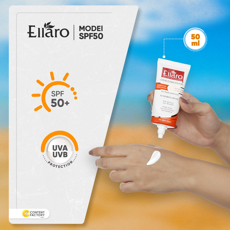 ضد آفتاب بدون رنگ الارو مدل SPF50 محافظ UVA ،UVB، ضد چروک، مناسب انواع پوست تحت لیسانس حجم 50 میلیلیتر
