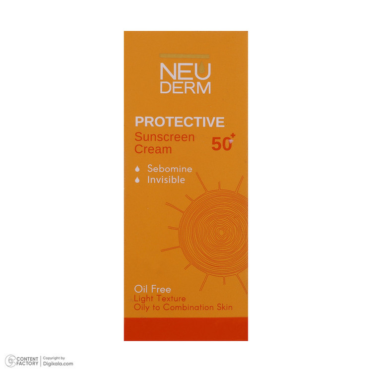 کرم ضدآفتاب بیرنگ نئودرم مدل Highly Protective SPF50، مناسب پوستهای چرب تا مختلط، حجم 50 میلیلیتر